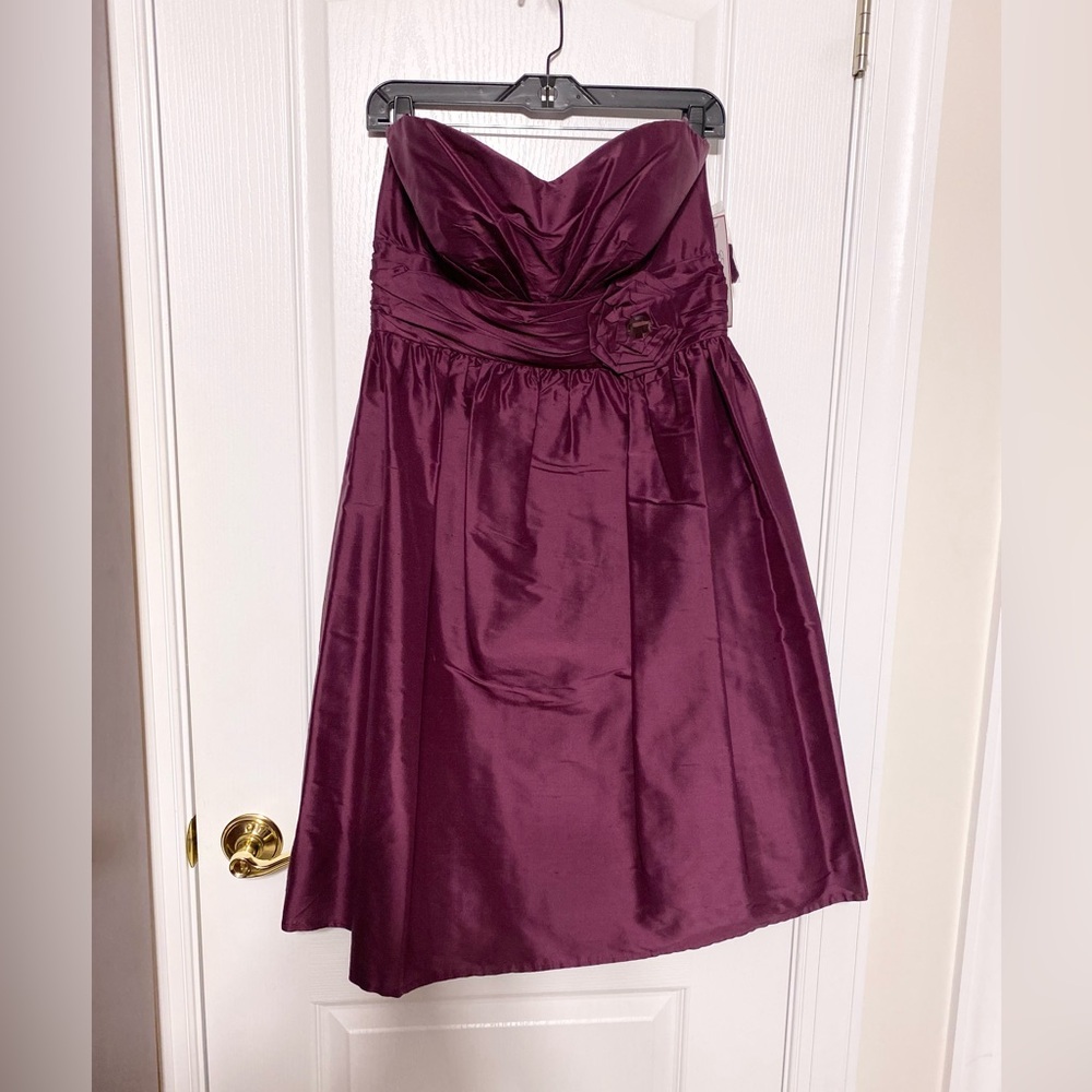 Eliza J SILK Taffeta Crystal Rosette Cocktail Dress Removable Straps Size 12